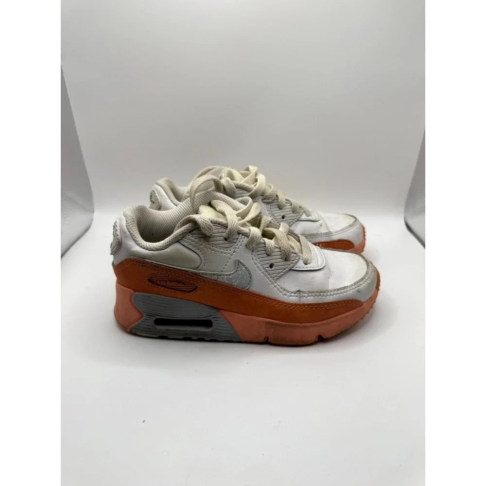 Nike Air Max 90‎ LTR SE DM0957-100 Kids 1 Sneaker White Orange Leather Shoes